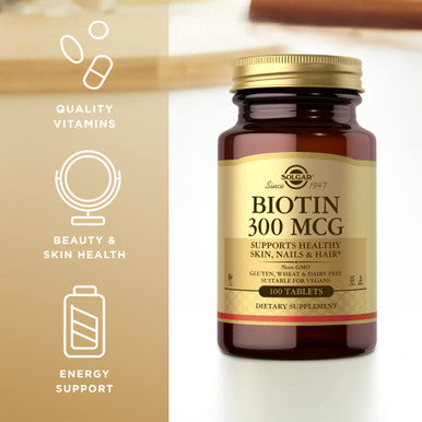 Solgar Biotin 300 Mcg - 100 Tablets Pack Of 3 - Supports Healthy Skin Nails & Hair - Non-Gmo Vegan Gluten Free Dairy Free Kosher Halal - 300 Total Servings