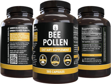 PURE ORIGINAL INGREDIENTS Bee Pollen (365 Capsules) No Magnesium Or Rice Fillers, Always Pure, Lab Verified