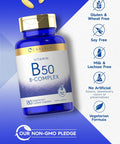 Carlyle Vitamin B50 Complex | 180 Caplets | Vegetarian Non-GMO Gluten