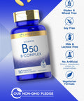 Carlyle Vitamin B50 Complex | 180 Caplets | Vegetarian, Non-Gmo, Gluten Free