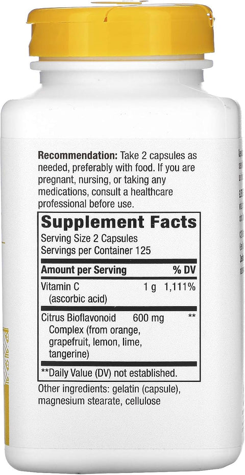 NatureS Way Vitamin C With Bioflavonoids Immune Support High Potency Vitamin C Per 2Capsule Serving Promotes Collagen 1000 Mg Per 2Capsule Serving 250 Capsules (Packaging May Vary)