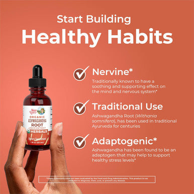 Maryruth Organics Ashwagandha Root | USDA Organic Ashwagandha Liquid Drops | Stress Relief Natural Calm Relaxation and Mood Support Supplement | Adaptogenic | Nervine | Vegan | Non-GMO | 60 Servings