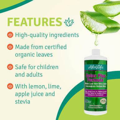 Aloe Life Detox Plus Formula, Aloe-Based Detox Supplement, Aloe Vera Cleanse, Promotes Healthier Digestion, Concentrated Aloe & Herbal Tonic, Gut Health Detox for Wellness (32 oz.)