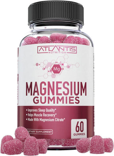 Atlantis Nutrition Magnesium Citrate Gummies - 770Mg Magnesium Citrate For Kids & Adults Supports Muscle Recovery, Eases Cramps, Promotes Calmness & Better Sleep 60 Vegan Gummies
