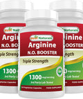 Best Naturals L-Arginine NO Booster Triple Strength 1300 mg Serving 120 Veg Capsules (120 Count (Pack of 3))