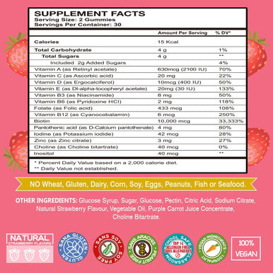 Biotin 10000Mcg Hair Growth Gummies - Vegan Biotin Supplement Supports Healthy Hair, Skin And Nails, Non-Gmo Hair Vitamin Gummy For Women Men Strawberry 60 Bears