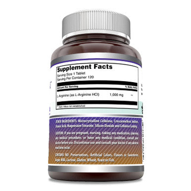 Amazing Formulas L-Arginine 1000Mg 120 Tablets Supplement | Best Amino Acid Supplement For Women & Men | Non-Gmo | Gluten Free | Made In Usa