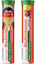 TandD German Multvitamin + Minerals 10 Vitamins 2 Minerals 40 Vegan Drink Effervescent Tablets Pomegranate Flavor Made in Germany