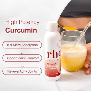 Rho Nutrition Liposomal Curcumin + Resveratrol (1 Pack) Ultra High Absorption Liquid Curcumin Supplement Promotes Joint Comfort, Mobility, Cellular Health And Overall Well-Being