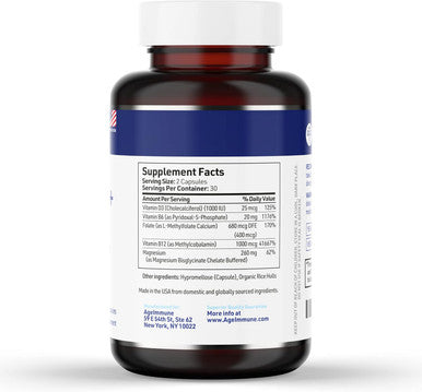 Vitamin B Complex - 60 Capsules With Vitamins B6 20Mg D3 1000Iu Magnesium Bisglycinate 260Mg Methyl B12 1000Mcg And Folate As Methylfolate 600Mcg Dfe. Doctor Formulated Mthfr Support Supplement.