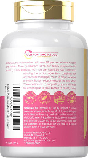 Carlyle Maca Root Capsules for Women 3200mg | 150 Count | Non-GMO Gluten Supplement | for Her