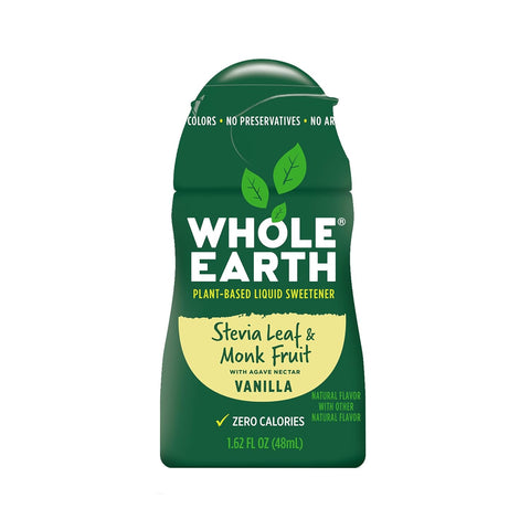 Whole Earth Stevia & Monk Fruit Liquid Sweetener, Original, No Erythritol, Squeeze Bottle, 1.62 Fl Oz (Pack of 12)