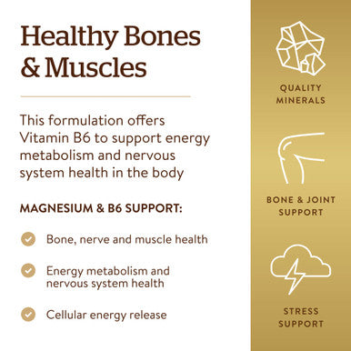 Solgar Magnesium With Vitamin B6 250 Tablets - Promote Healthy Bone Mineralization Support Nerve & Muscle Function Energy Metabolism - Non-Gmo Vegan Gluten Free Dairy Free Kosher - 83 Servings