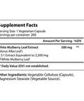 LongLifeNutri White Mulberry Leaf Extract 2,500Mg 200 Vegetarian Capsules | Pure Natural Herbal Vitamin Powder Supplement
