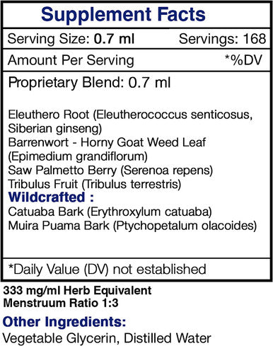 Secrets of the Tribe - Tribal Warrior, Herbal Supplement Blend Drops Alcohol-Free Liquid Extract, Male Strength/Vitality (4 fl oz)