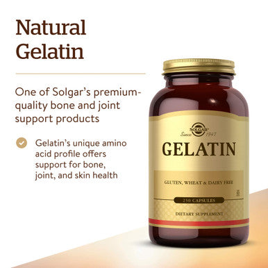 Solgar Gelatin 1680 Mg 250 Capsules - Natural Gelatin - Supports Bone Joint & Skin Health - Gluten Free Dairy Free - 83 Servings