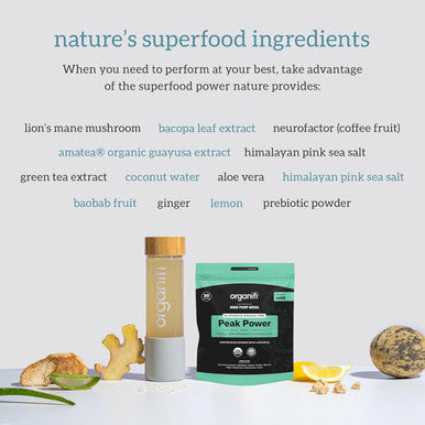 Organifi Peak Power, Pre Workout Powder To Support Hydration, With Lion'S Mane And Guayusa