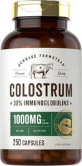 Carlyle Colostrum Capsules | 1000mg | 250 Count | 30% IGG | Non GMO Gluten Supplement | by Herbage Farmstead