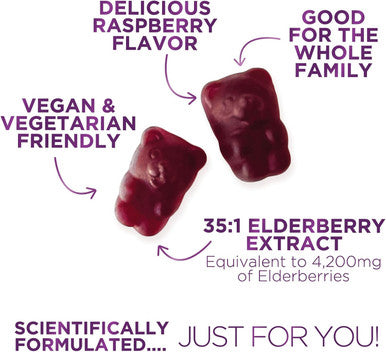 Nature'S Nutrition Sambucus Elderberry Gummies for Adults Teens & Kids - Super Concentrated 35:1 Extract Equivalent to 4200mg of Elderberries - Daily Immune Support Black Elderberry Vitamin Supplement - 120 Count
