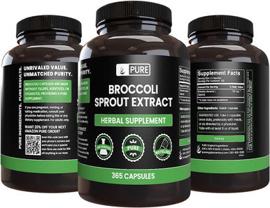 PURE ORIGINAL INGREDIENTS Broccoli Extract Powder Capsules (365 Capsules) Pure, No Artificial Color, No Fillers Or Stearates