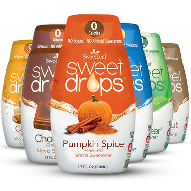 Sweetleaf Sweet Drops - Stevia Liquid Variety Pack Chocolate Caramel Coconut Vanilla Pumpkin Spice and Unflavored Stevia Sweetener Sugar- Coffee Syrup Alternative 1.7 Oz Ea (Pack of 6)