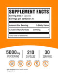 Bulksupplements.Com Creatine Monohydrate Capsules - Micronized Creatine Monohydrate, Creatine Pills - 7 Creatine Capsules Per Serving, 5000Mg, Gluten Free, 210 Capsules (Pack Of 1)