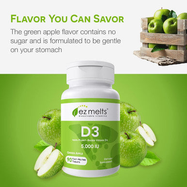 Ez Melts Dissolvable Vitamin D3 5,000 Iu, Sugar-Free, 3-Month Supply