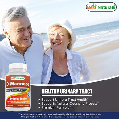 Best Naturals D-Mannose Capsules - Urinary Tract Cleanse Supplement 1500mg/Serving - 120 Count