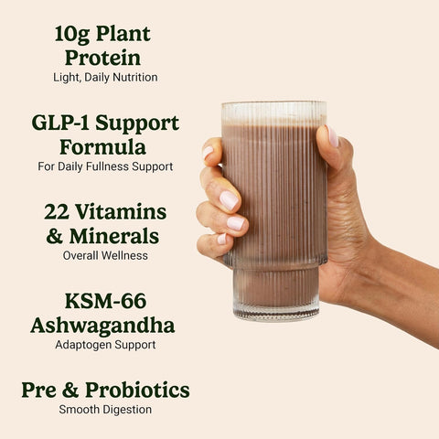 Vitahustle One Superfood Lean Protein â€“ All-In-One Nutrition Shake With Glp-1 Support 10G Plant Protein Ashwagandha Multivitamins & Postbiotics â€“ Chocolate Brownies 15 Servings