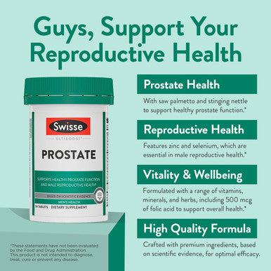 Swisse Saw Palmetto For Men Prostate Supplement Supports Prostate Health and Male Reproductive Health Zinc Selenium Saw Palmetto and Stinging Nettle Root 50 Tablets