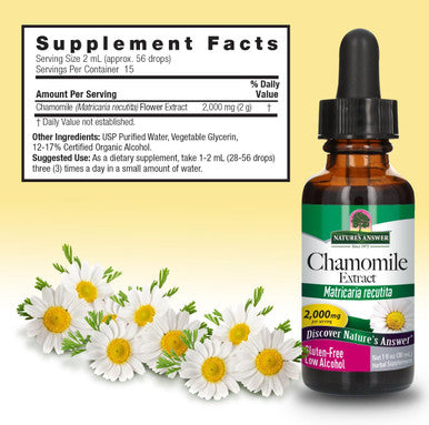 Nature'S Answer Chamomile Flower with Organic-Alcohol 2000mg 1oz Extract | Mood Support | Digestion Support | Gluten- Non-GMO Vegan No Artificial Flavors or Preservatives | Single Count