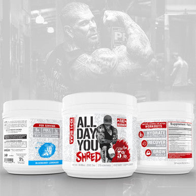 5% Nutrition Rich Piana AllDayYou Shred BCAA Powder | Amino Supplement for Weight Loss | E Fat Burning Pre Workout for Energy, Hydration, Endurance & Recovery (Blueberry Lemonade)