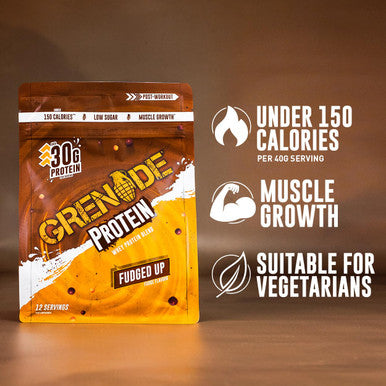 Grenade Whey Blend High Protein Powder Low Sugar with 30g Protein per Serving 12 Servings - Fudged Up 480 g