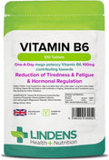 Lindens Vitamin B6 100mg Tablets - 100 Pack - Ultra-Potent 7000% Nrv Dose Contributes to Healthy Metabolism