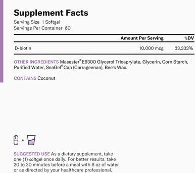 Probiotics 60 Billion CFU Biotin 10000mcg with Coconut Oil for Hair Growth