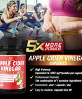 Apple Cider Vinegar Capsules 5050mg Herbal Equivalent with Ginger Turmeric Supports Digestion Detox Immune 2 Months Supply