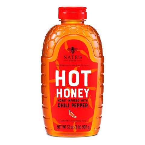 Nate's Hot Honey - 100% Pure Honey Infused with Habanero Chili Pepper Flakes, Award-winning Taste - 16 oz Squeeze Bottle