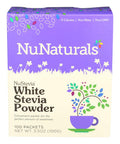Nunaturals - Nustevia White Stevia Powder - 100 Packets - Pack Of 4 Boxes