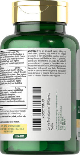 Carlyle Fruits and Veggies Supplement | 120 Count | Superfood Multivitamin with Probiotics | Made with 20 Fruits and Vegetables | Non-GMO & Gluten Supplement