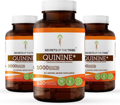 Secrets of the Tribe Quinine Capsules 1000 mg Wildcrafted Quinine (Cinchona officinalis) Dried Bark, Leg Cramp Support Supplement (3 120 Capsules)