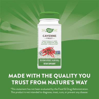 Nature'S Way Cayenne Pepper, Traditionally Used To Aid Digestion And Support Circulation*, Non-Gmo Project Verified & Gluten Free, 180 Vegetarian Capsules