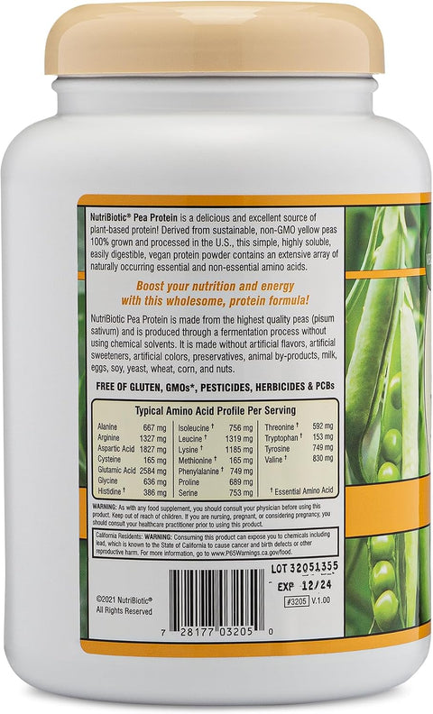 Nutribiotic Pea Protein Vanilla 21 Oz Low Carb Vegan Plant Protein Powder 100% Grown & Processed In The Usa Deliciously Creamy & Bcaa-Rich Made Without Chemicals Gmos & Gluten Keto Friendly