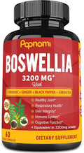 Papnami Organic Boswellia Serrata Extract Capsules - 3200Mg Combined Turmeric Ginger Black Pepper & Green Tea - 60 Vegan Capsules For 2 Months - Wellness Herbal Supplement