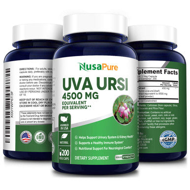 NusaPure Uva Ursi 4500mg 200 Vegetarian caps (Non-GMO & ) Bearberry