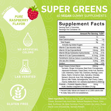 Spirulina Gummies Your Daily Super Greens With Spinach, Broccoli, Alfalfa, Beet Root, Acai, The Perfect All-In-One Veggie Gummies Non-Gmo, Gluten 60 Vegan Gummies