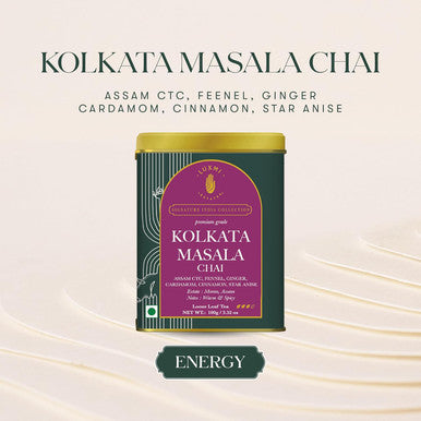 Luxmi Estates Kolkata Masala Chai | 100 gm | Signature India Collection | Assam CTC Tea | Black tea collection | Organic Strong tea | Antioxidants | Assam Valley tea | Fennel Ginger Tea Cardamom Cinnamon Star Anise