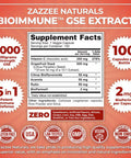 Zazzee BioImmuneÃƒâ€šÃ¢â€žÂ¢ Grapefruit Seed Extract GSE 500 mg 100 Vegan Capsules, High Absorption, Potent Immune Support Blend, 10:1 Extract, Non-GMO and All-Natural
