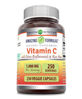Amazing Formulas Vitamin C (Ascorbic Acid) - 1000Mg With Rose Hips & Citrus Bioflavonoids -Promotes Immune Function -Supports Healthy Aging -Non-Gmo, Gluten Free (250 Veggie Capsules)
