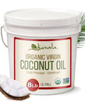 Kevala Organic Coconut Oil - Extra Virgin Oil with High Smoke Point for Baking and Cooking, Natural and Fresh Coconut Scent for Body Massages, Complements Recipes from Many Cultures, Bulk Size 8 lb