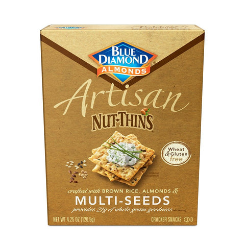 Blue Diamond Almonds Nut Thins Gluten Cracker Crisps Hint of Sea Salt 4.25 Oz Boxes (Pack of 1)
